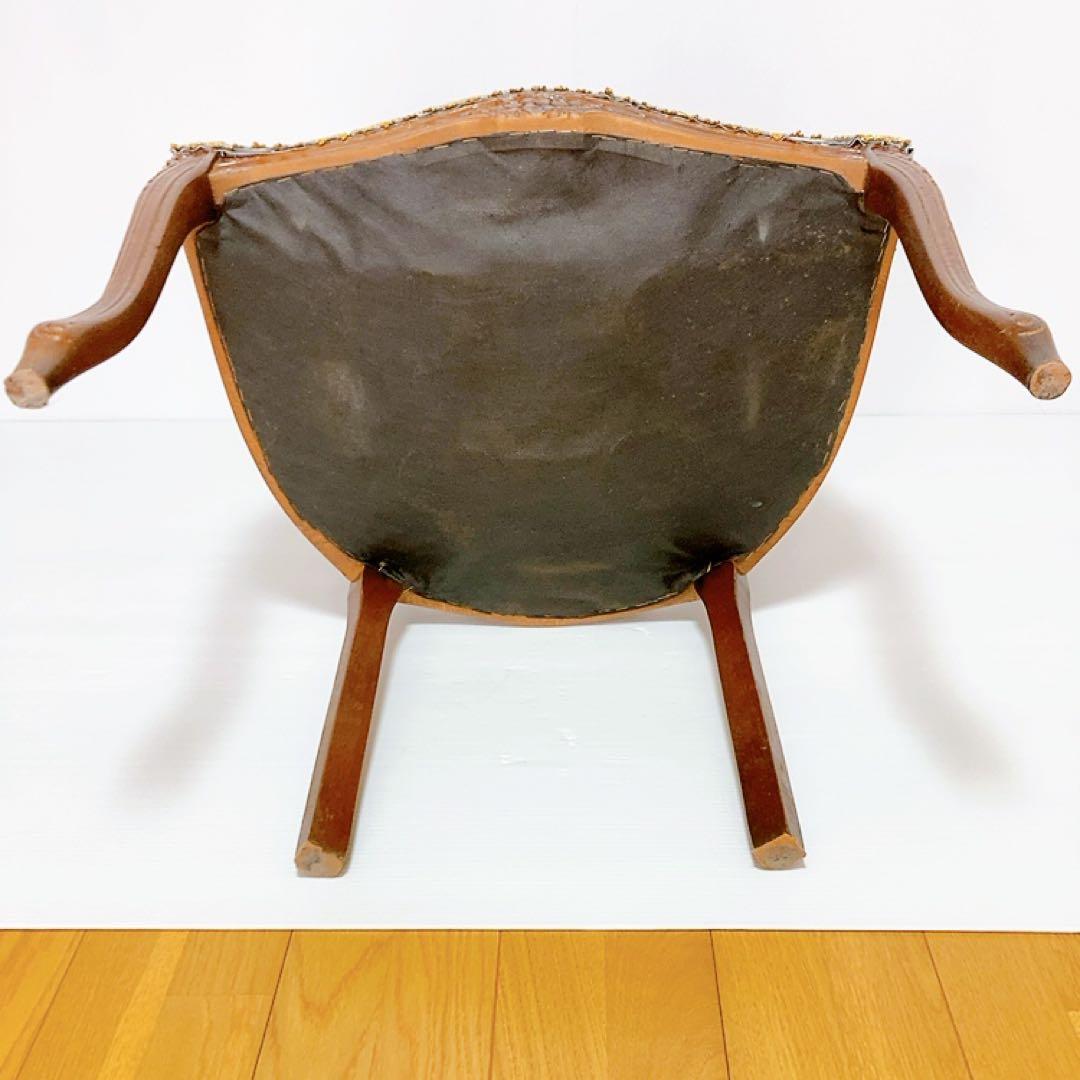 アンティーク　クラシックスタイル　アームチェア 猫脚　椅子　合皮　サロンチェア