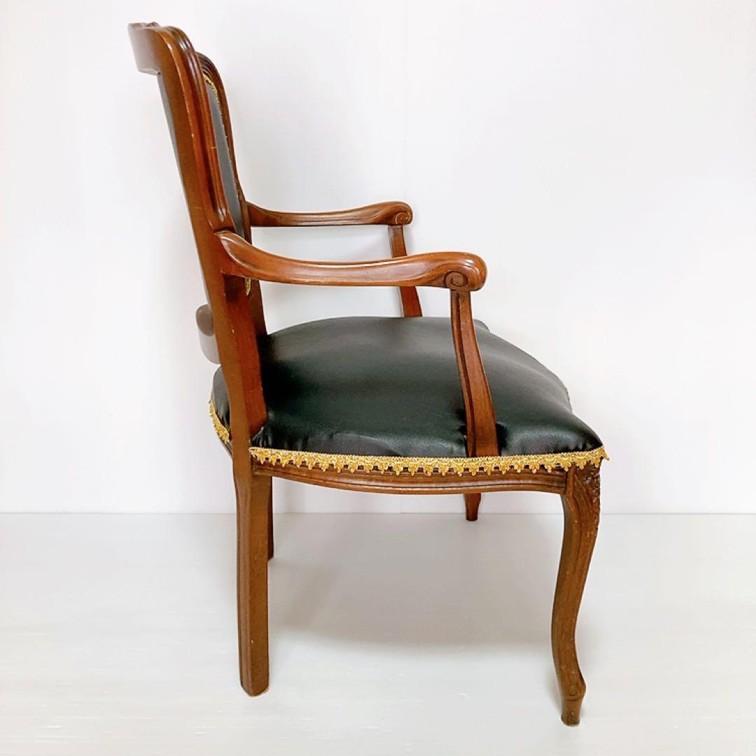 アンティーク　クラシックスタイル　アームチェア 猫脚　椅子　合皮　サロンチェア