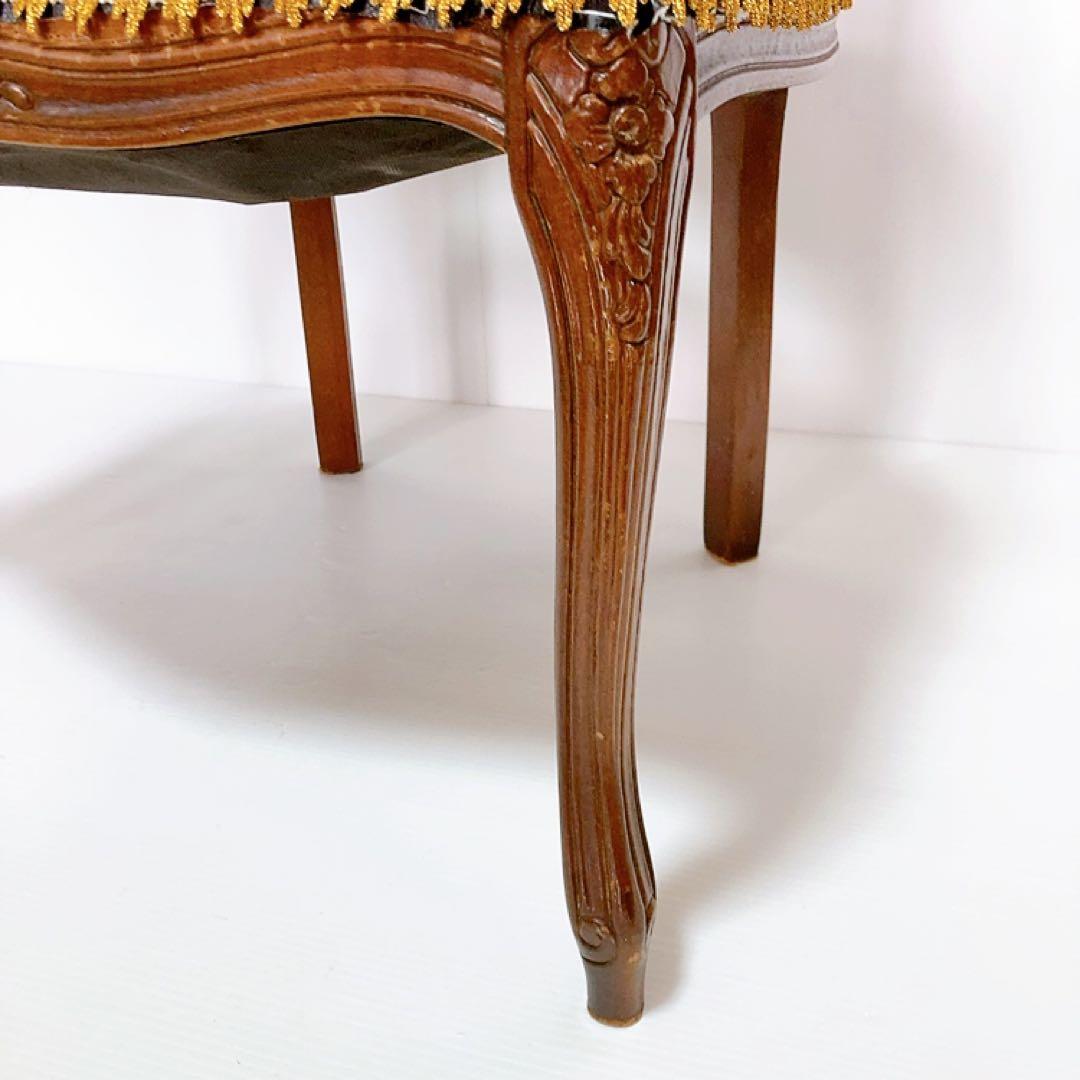 アンティーク　クラシックスタイル　アームチェア 猫脚　椅子　合皮　サロンチェア