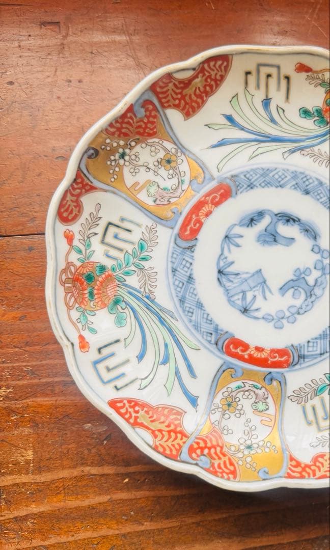 みゆ様　ご確認用　２枚　骨董皿　伊万里　アンティーク皿　金彩色絵草化文一枚 和食