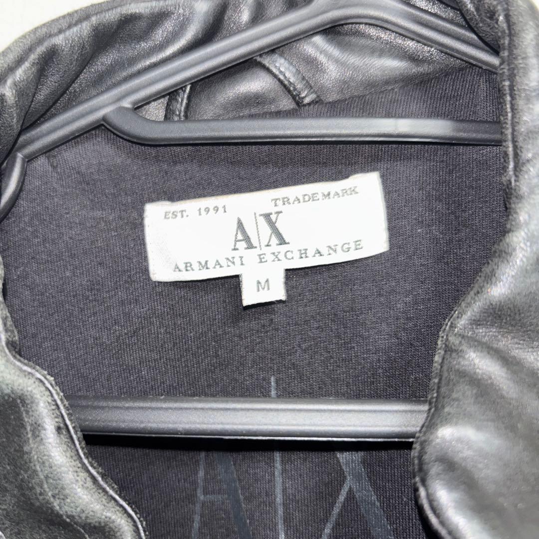 Armani Exchange ブラックレザージャケット M