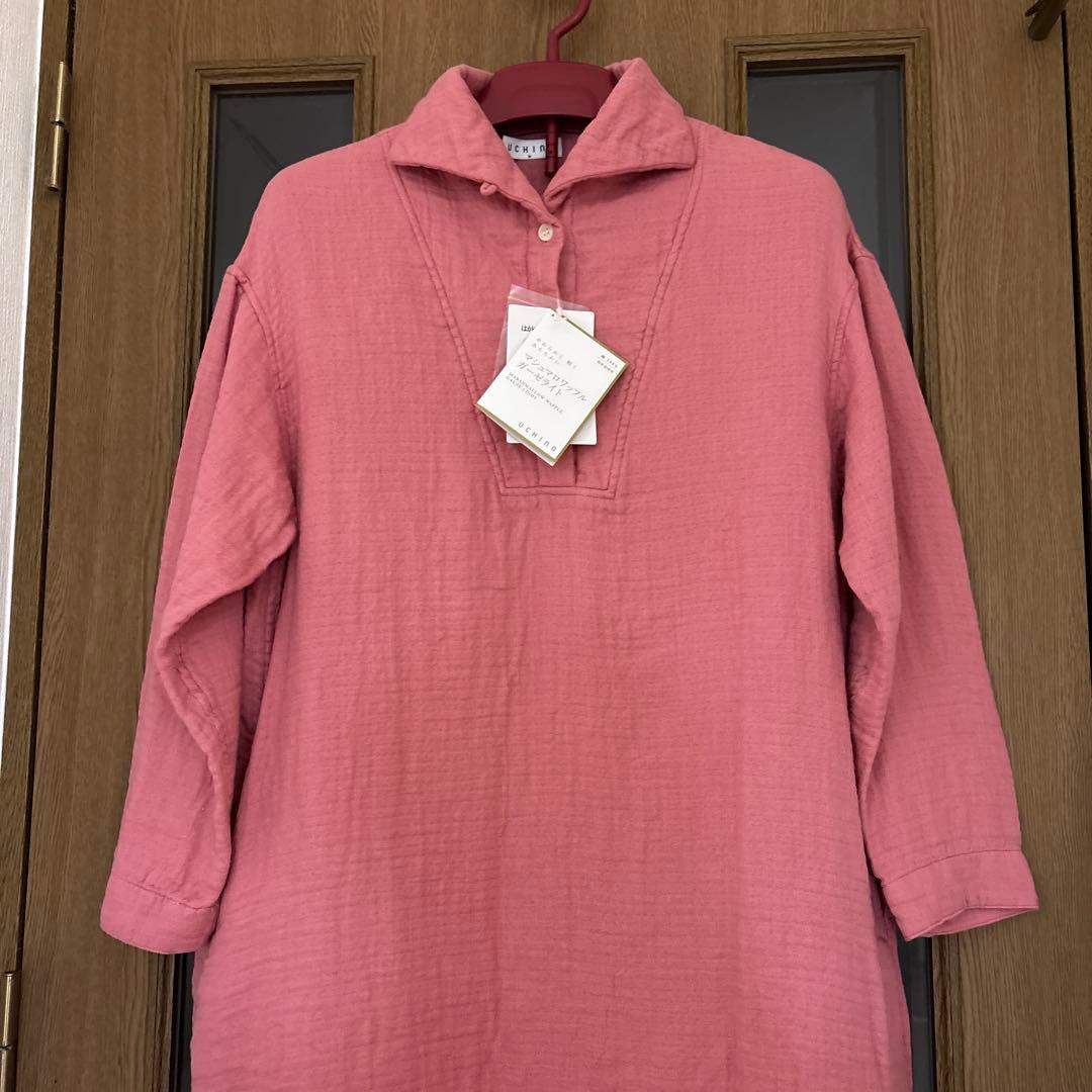 新品UCHINO マシュマロワッフルガーゼライト　前ボタンルームウェアワンピース