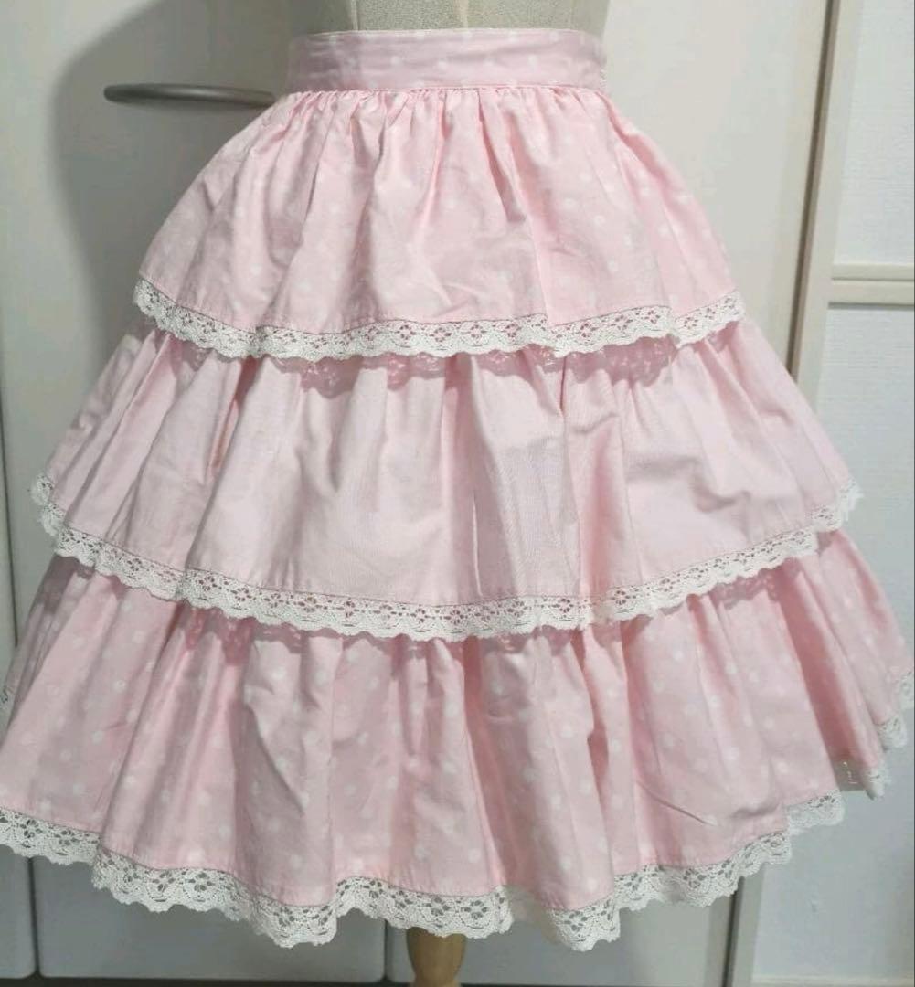 BABY♡ ドット柄三段ティアードスカート