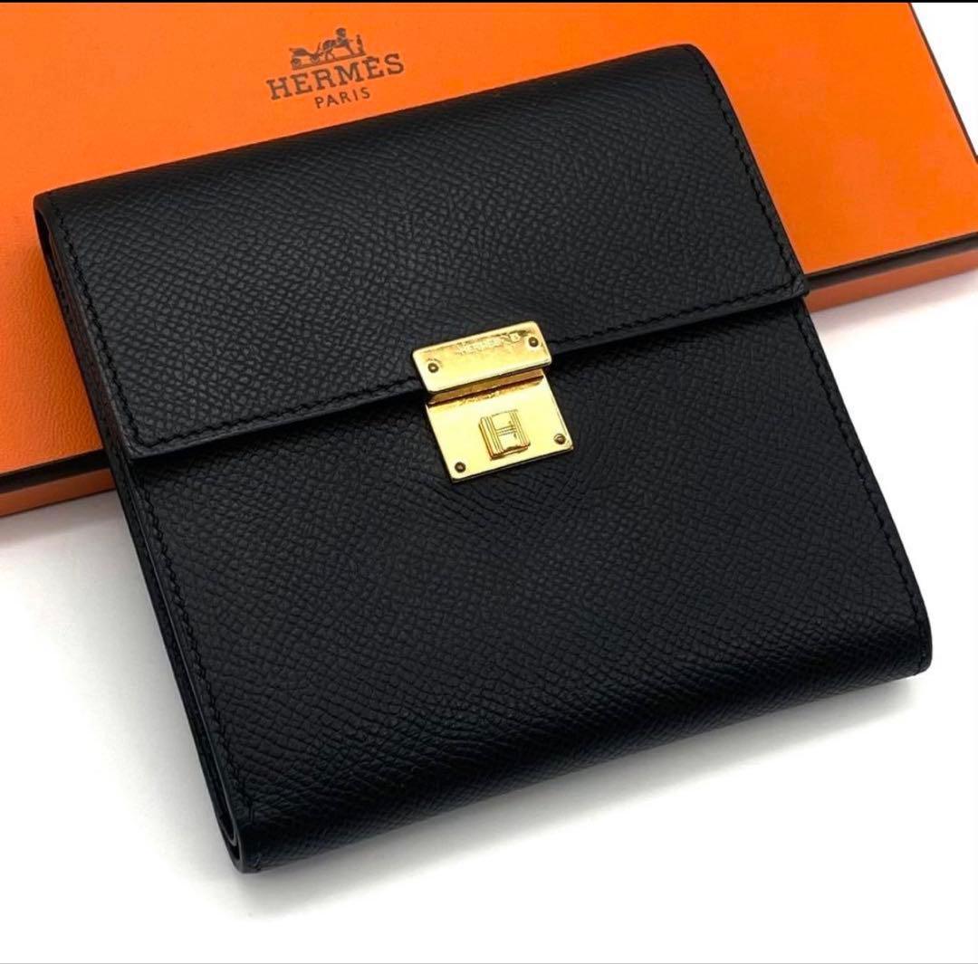 売り切り価格！美品 HERMES エルメスクリック12 三つ折り財布　黒