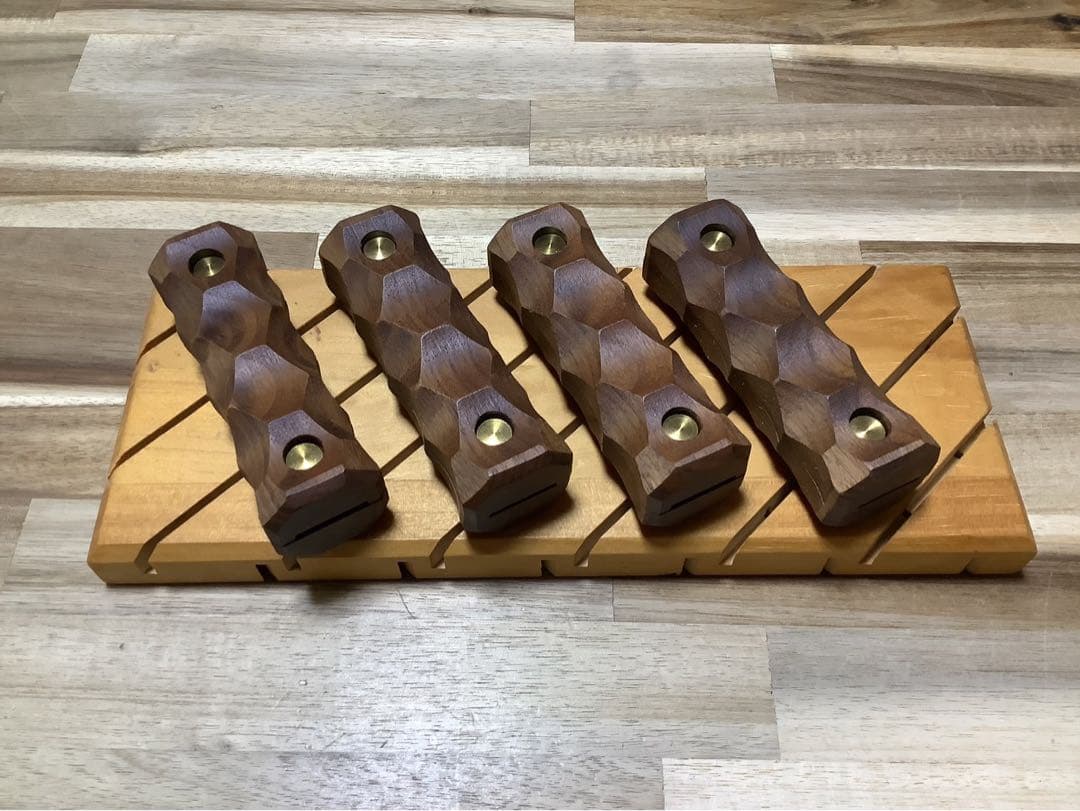 junbo　シェルフコンテナ用名栗加工グリップ　ウォールナット2セット