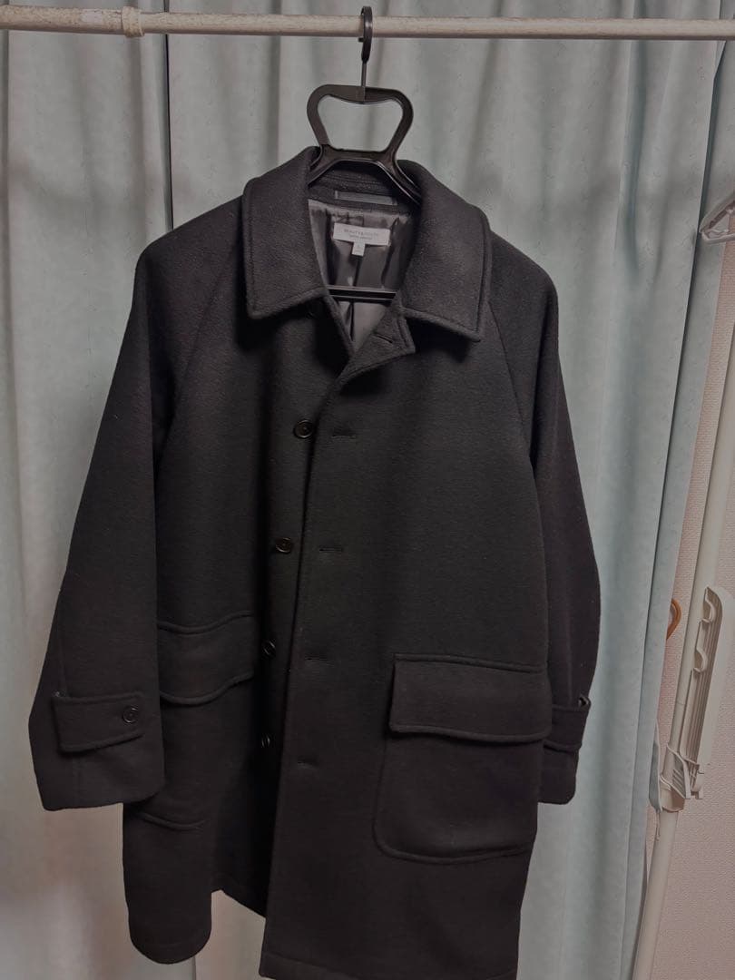 BEAUTY&YOUTH 黒 ステンカラーコート L