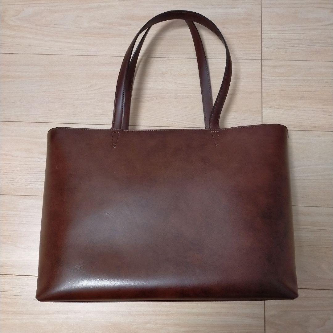 HERGOPOCH　ワキシングレザー トートバッグビジネスバッグ　ダークブラウン
