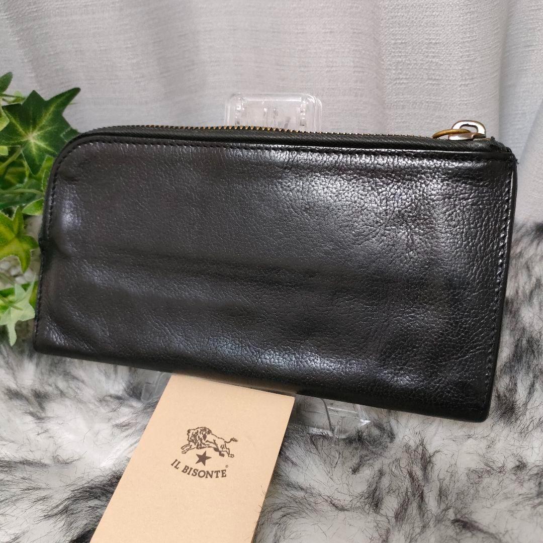 イルビゾンテ 長財布 ブラック L字ファスナー IL BISONTE 財布 黒革