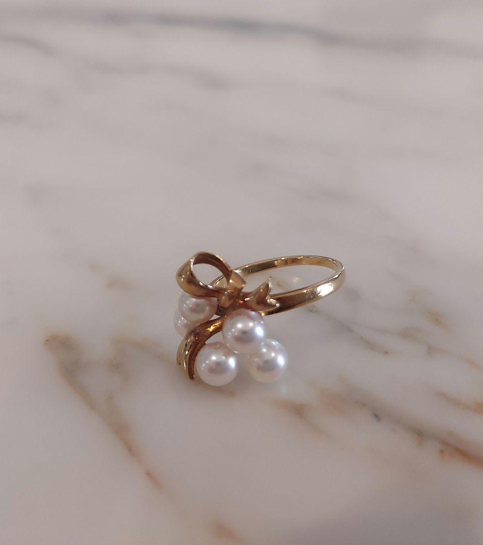 MIKIMOTO　18K リボンパールリング
