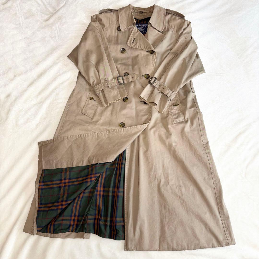 バーバリー　Burberry　トレンチコート　チェック　ベージュ　希少　Lサイズ