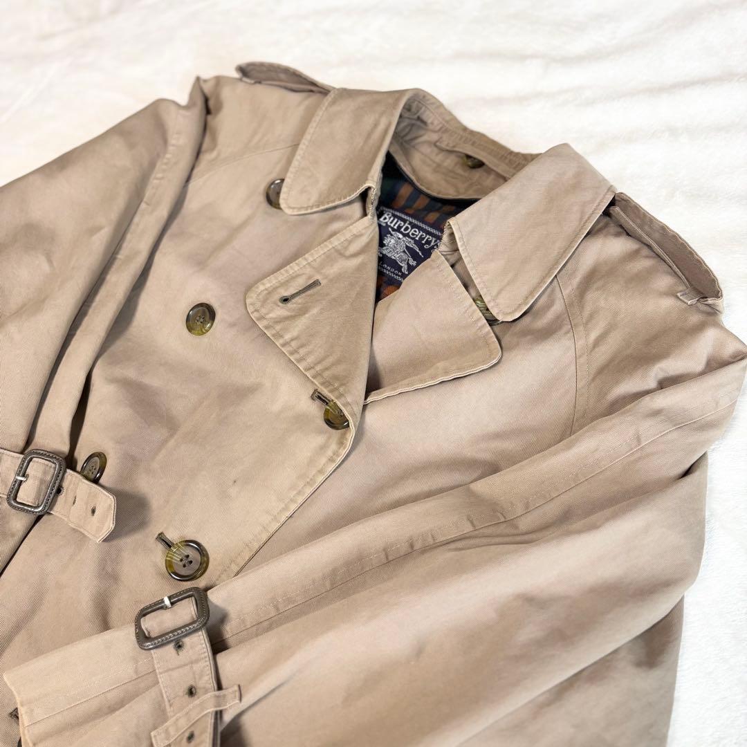 バーバリー　Burberry　トレンチコート　チェック　ベージュ　希少　Lサイズ