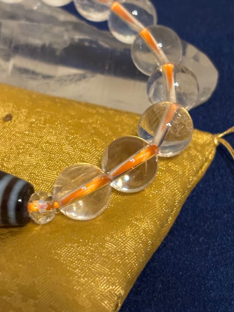 【天珠の王様】龍眼天珠ブレスレット 10mm水晶【広島・河内神社 御神水浄化済】