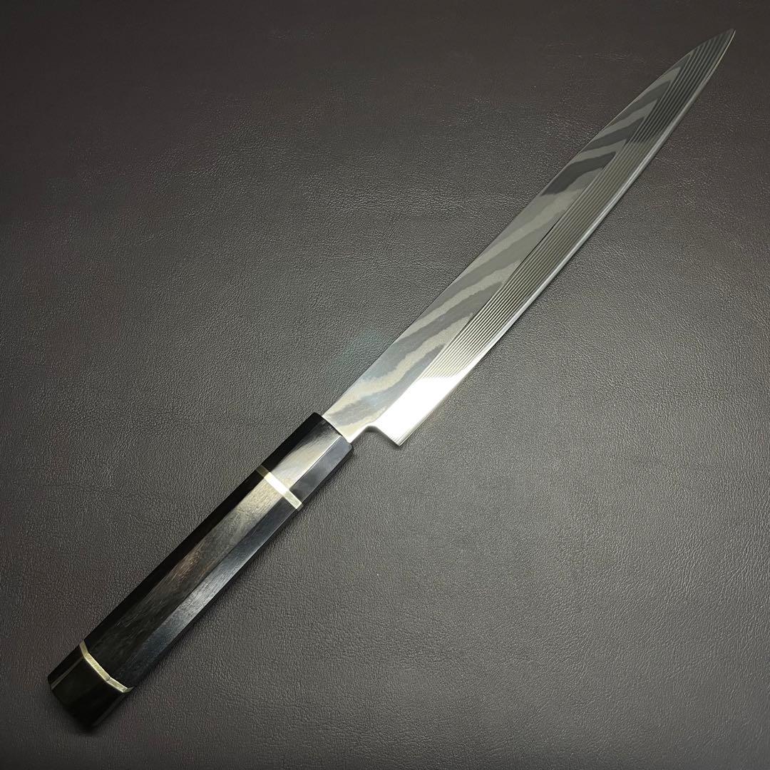 鞘付き 柳刃包丁 9.5寸 VG10 鏡面 ダマスカス 285mm 和包丁 刺身