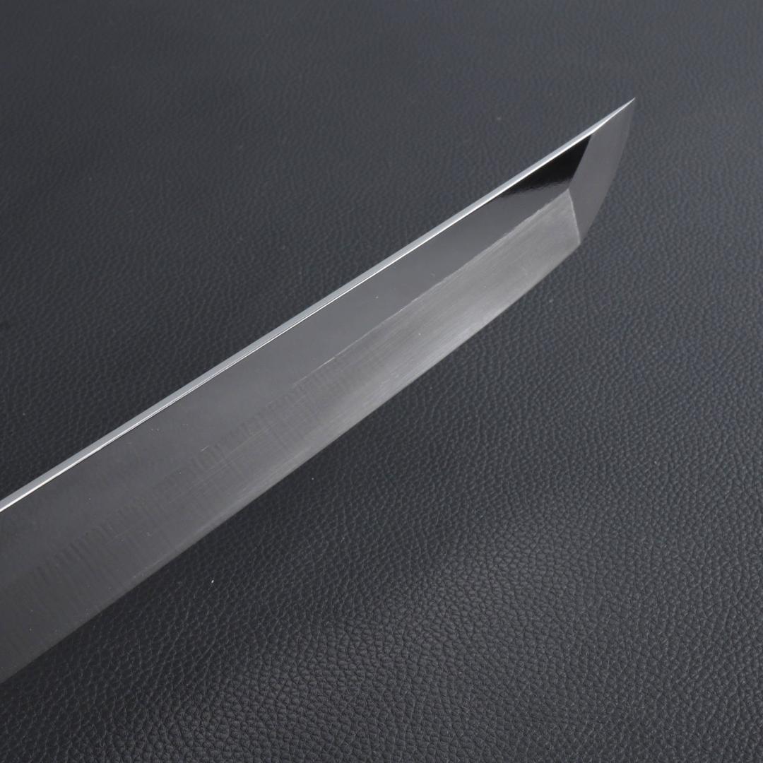 8311先丸包丁 尺一 鏡面仕上げ 刃は究極の切れ味 黒檀黒水牛角白三本巻八角柄