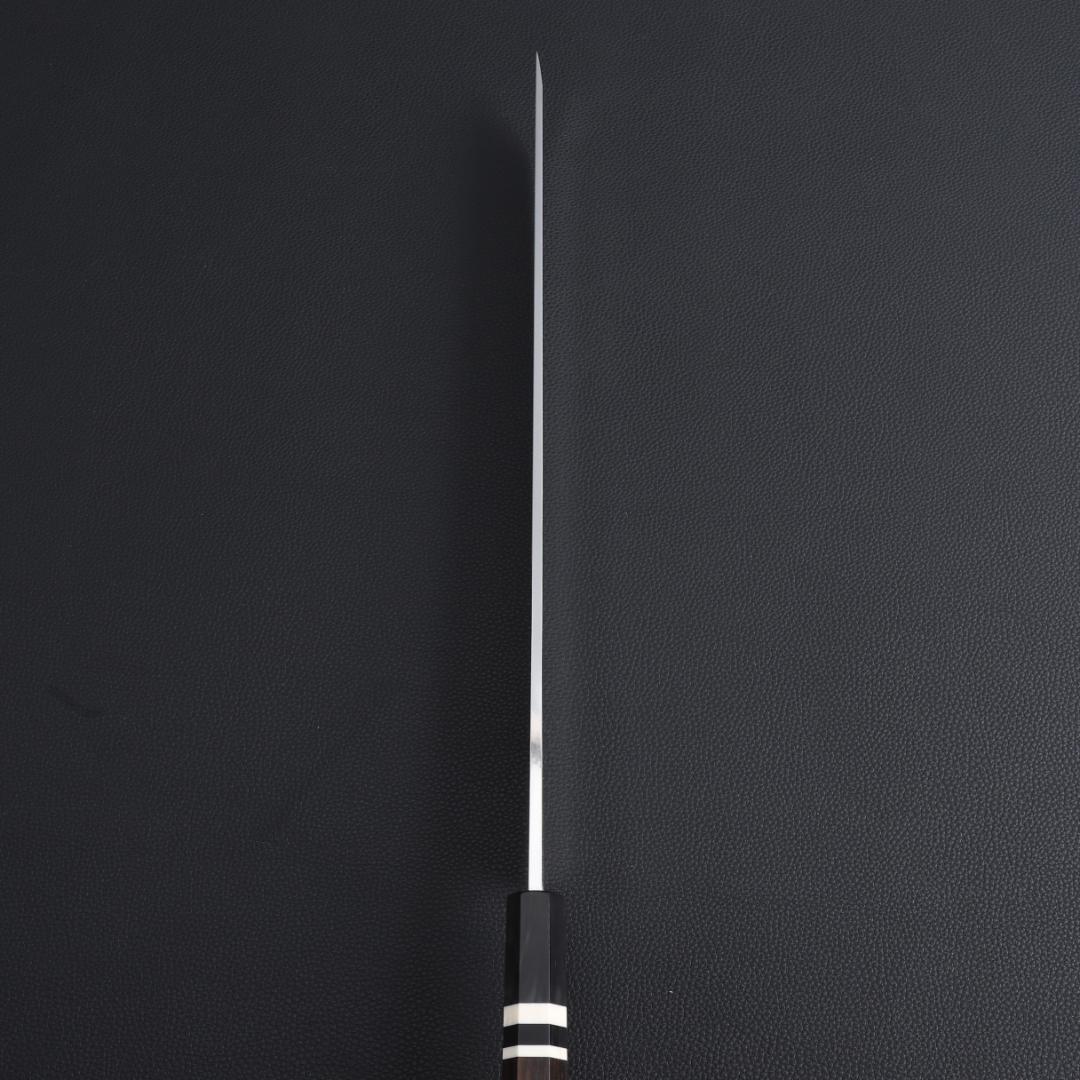 8311先丸包丁 尺一 鏡面仕上げ 刃は究極の切れ味 黒檀黒水牛角白三本巻八角柄