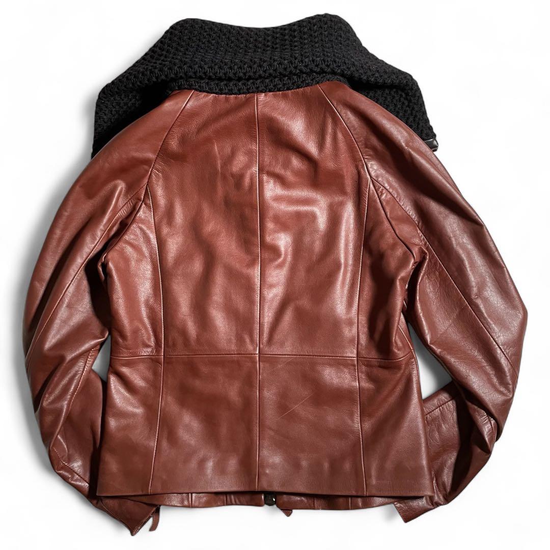 エンポリオアルマーニ レザージャケット ライダース ハイネック