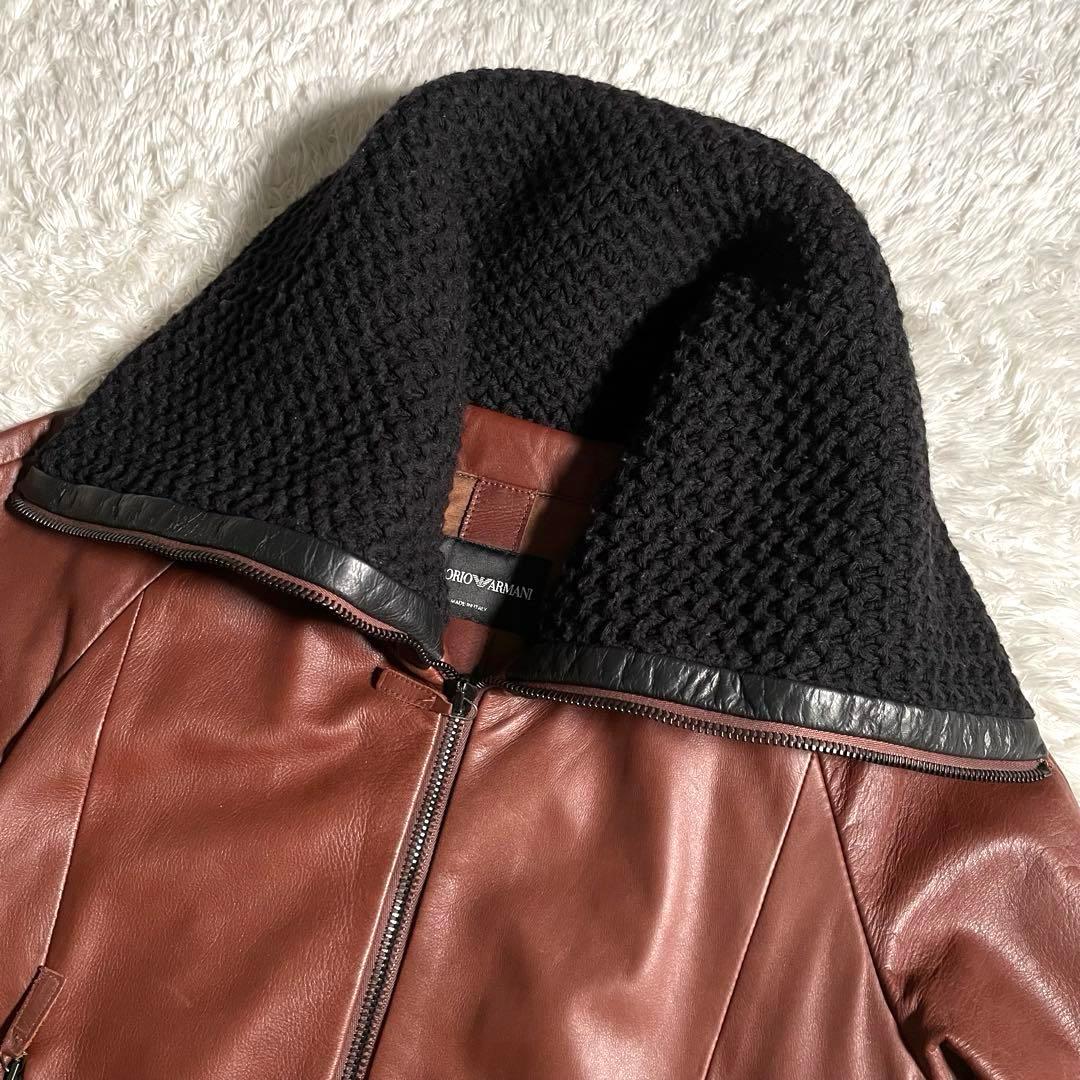 エンポリオアルマーニ レザージャケット ライダース ハイネック