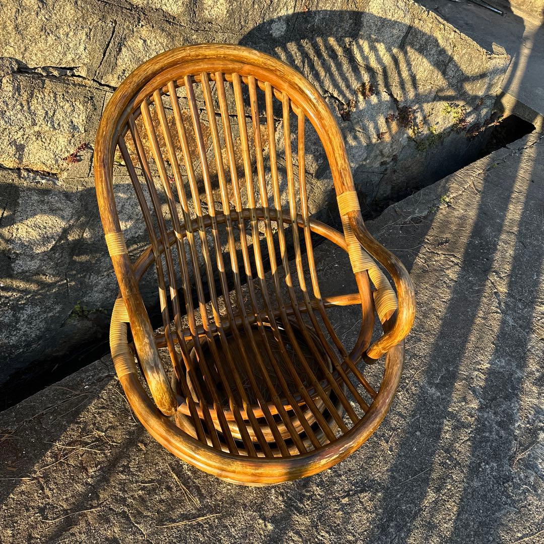 ラタン製ビンテージ1人掛けソファ2脚セット