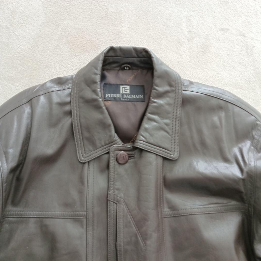 ピエールバルマン　ラムレザーコート ヴィンテージ　ブラウン　サイズLL