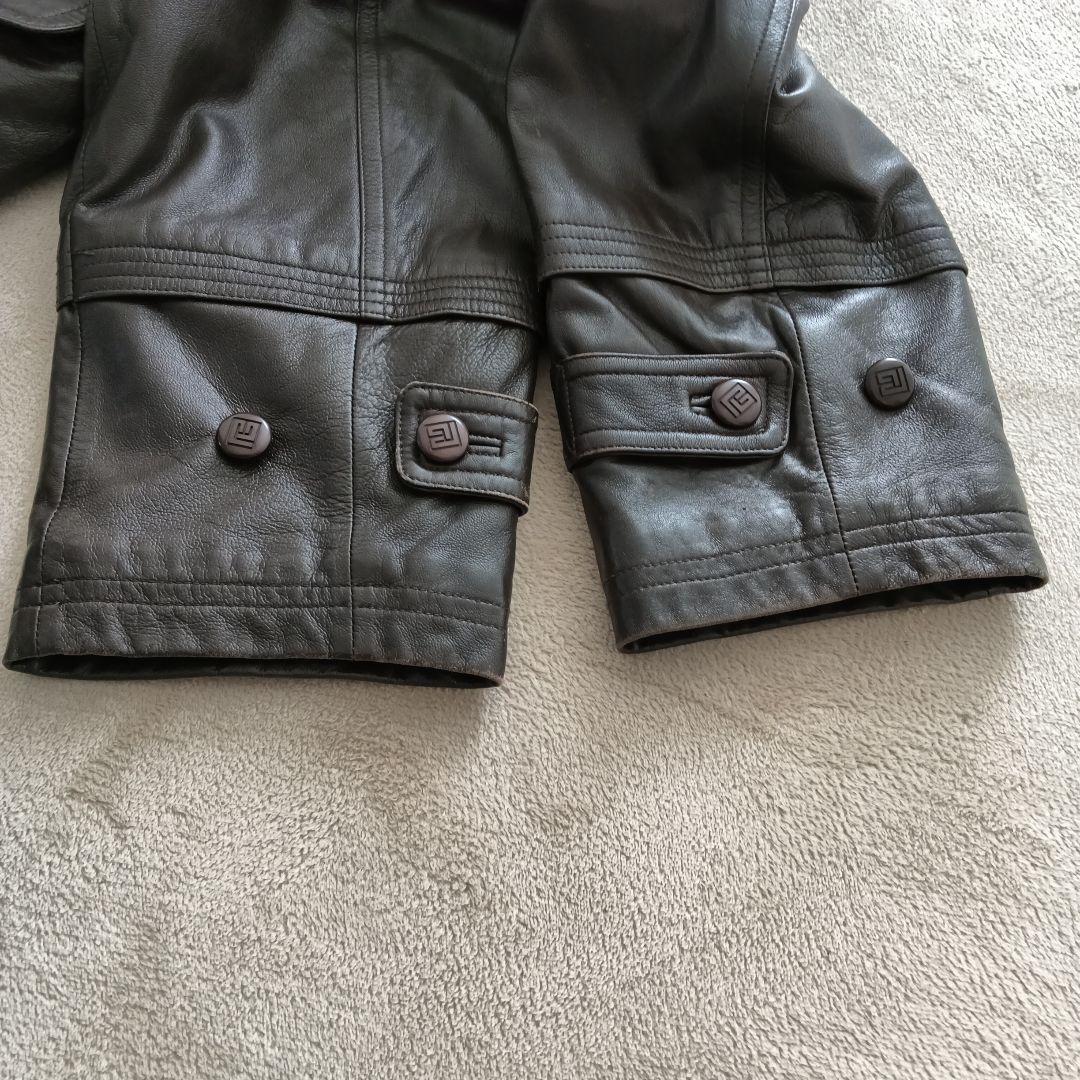 ピエールバルマン　ラムレザーコート ヴィンテージ　ブラウン　サイズLL