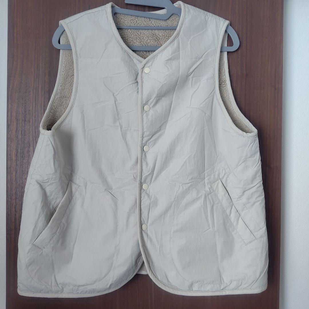 【未使用品】ナチュラルランドリー リバーシブルベスト　ボア　パイピング