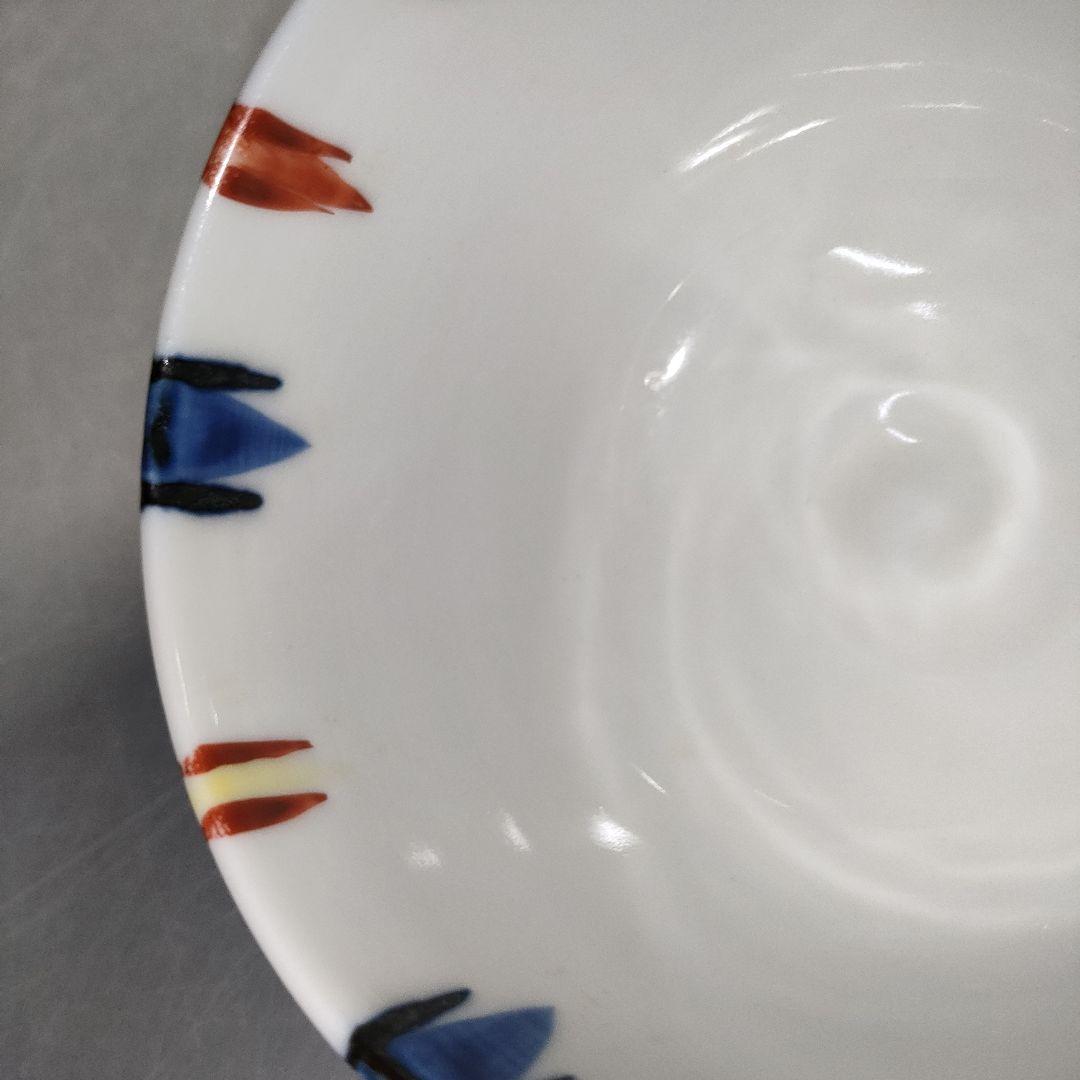 A1294-1/松谷窯/叶松谷/着彩兎草形口鉢5客/共箱/向付/銘々皿/懐石道具