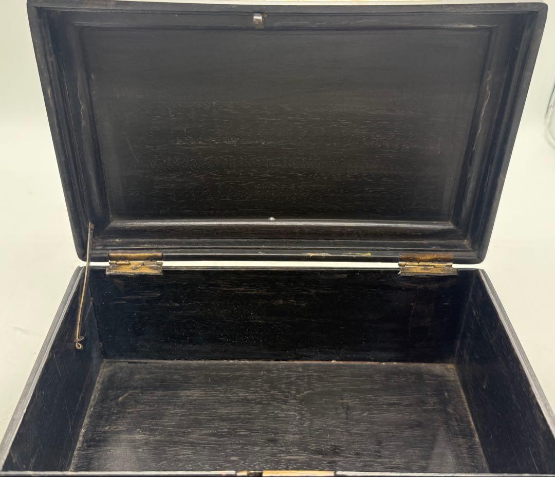 中国　清時代　螺鈿圖紅木箱　アンティーク　送料込み251108