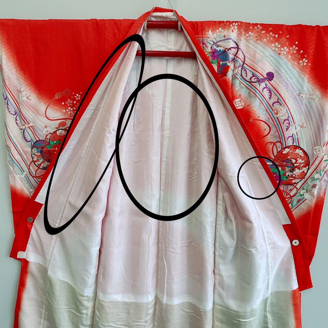 【お買い得セット】七五三　7歳女の子　赤　鼓　袋帯　51640