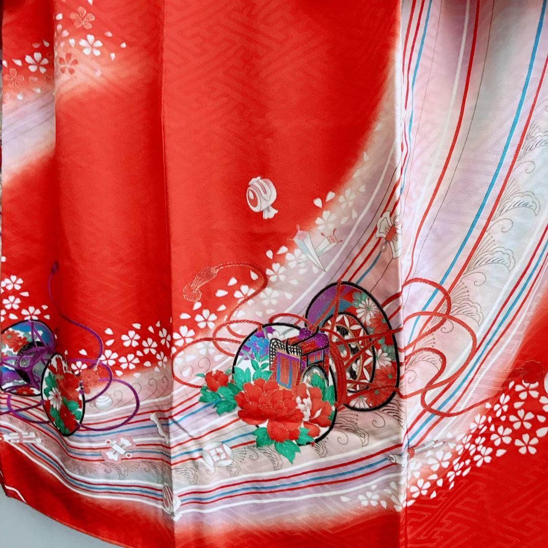 【お買い得セット】七五三　7歳女の子　赤　鼓　袋帯　51640