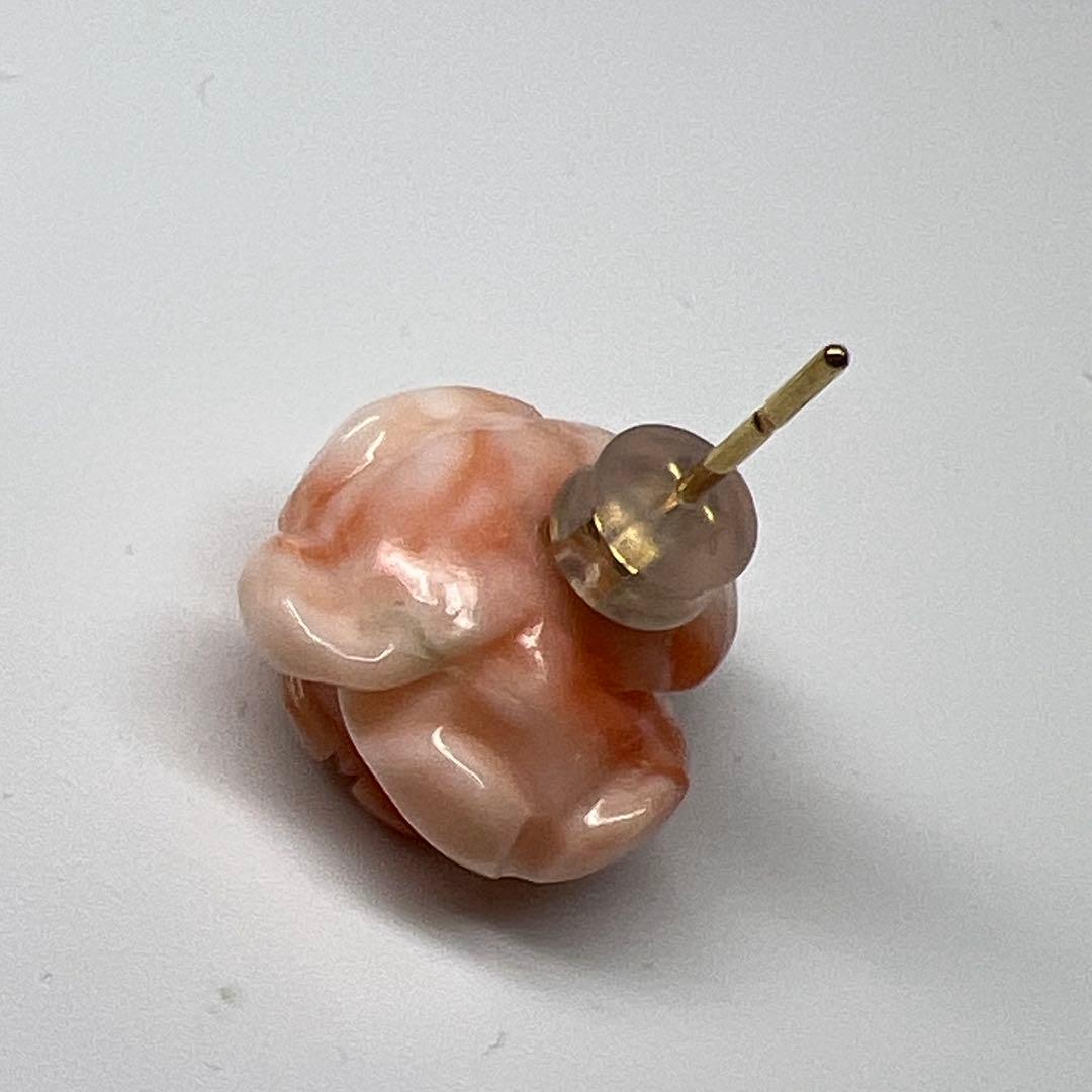 K18刻印　本桃色珊瑚　ピアス　2対セット　6.32g 東K7-1211☆2F
