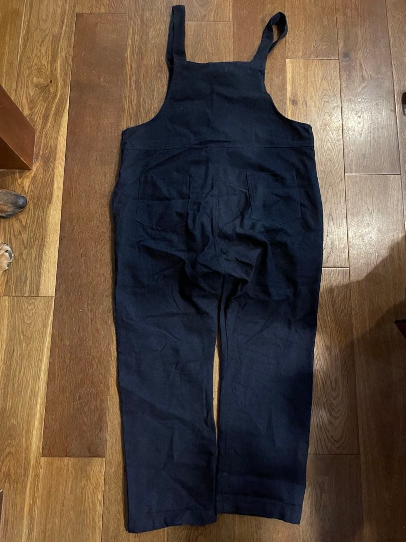 フォグリネンワーク　サロペット　ネイビー　ウール　リネン