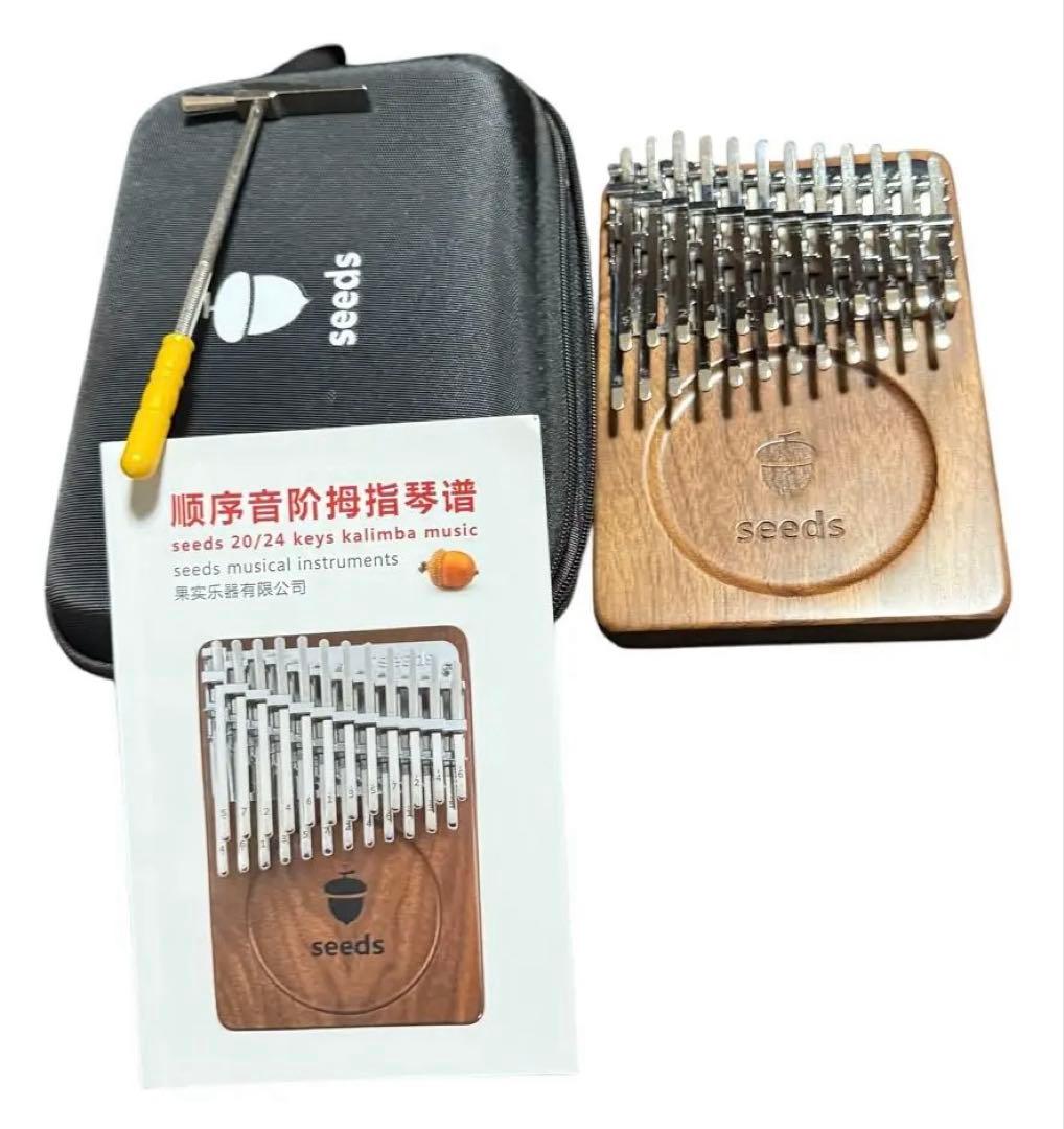 seedsカリンバ24キー親指ピアノ初心者セット2段式BlackWalnut