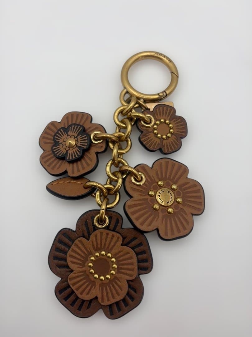 コーチ ティーローズ バックチャーム キーホルダー レザー