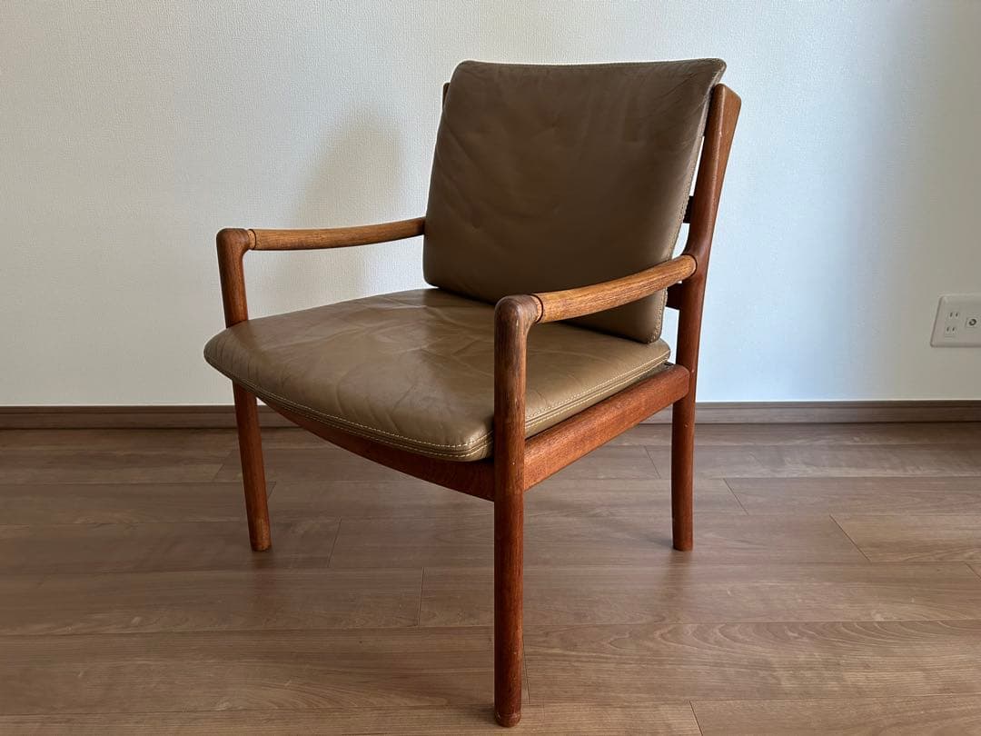 日田工芸 ヴィンテージ チーク無垢材×本革 アームチェア ダイニング マキシム