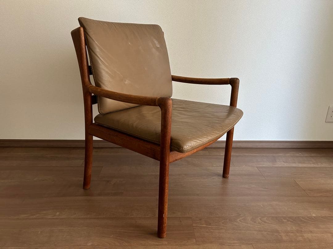 日田工芸 ヴィンテージ チーク無垢材×本革 アームチェア ダイニング マキシム