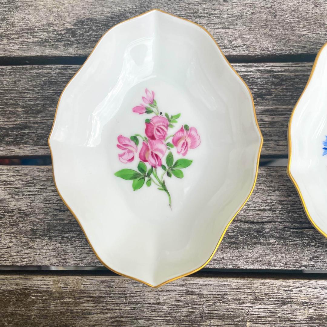 マイセン 手描き　菱形　小皿　一つの花　６個セット