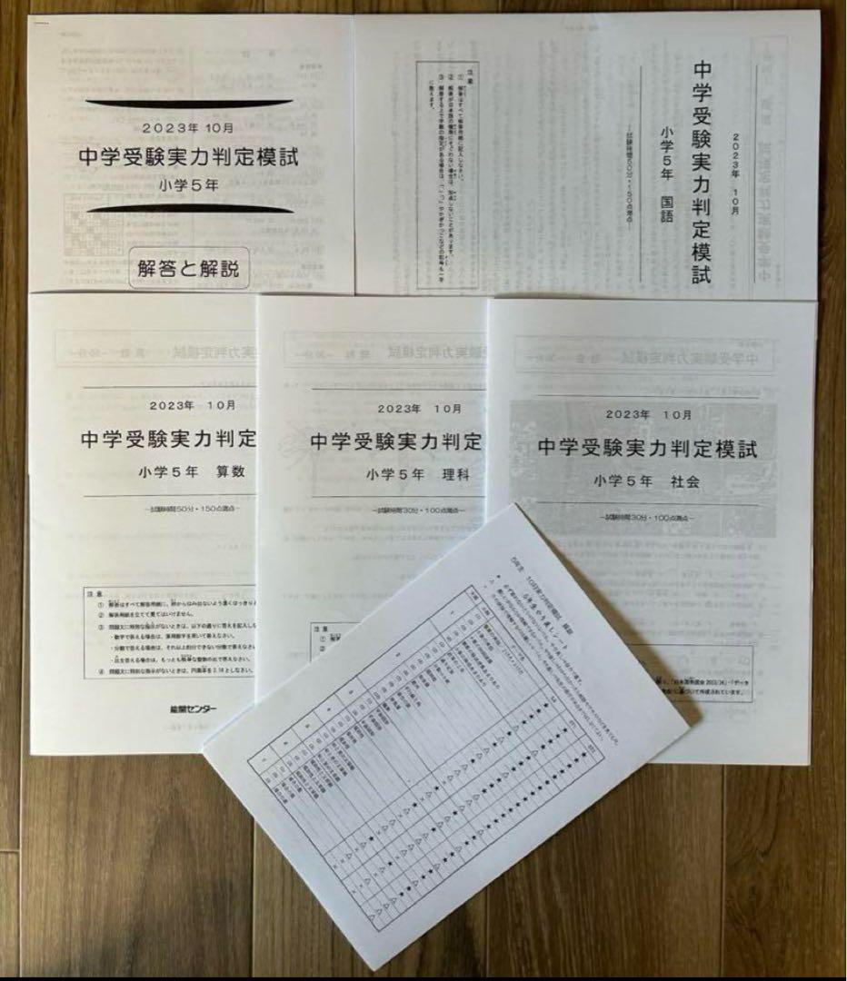 能開センター2023年度小5 実力判定テスト・到達度判定テスト 1年分 中学受験
