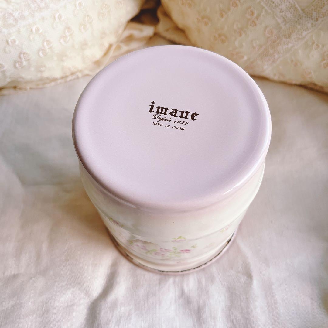 お値下げ♡イマン♡ローズバスケットホーローキャニスターマニーローズアンティーク