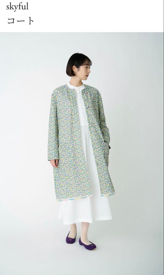 ミナペルホネン　skyful 花柄コート サイズ38