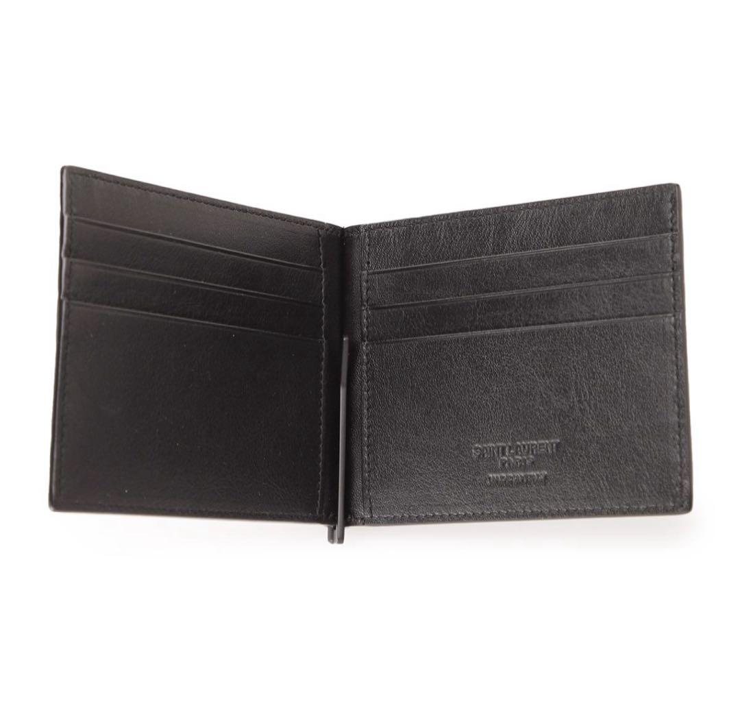 サンローラン 二つ折りマネークリップ 647153 ブラック レザー 中古