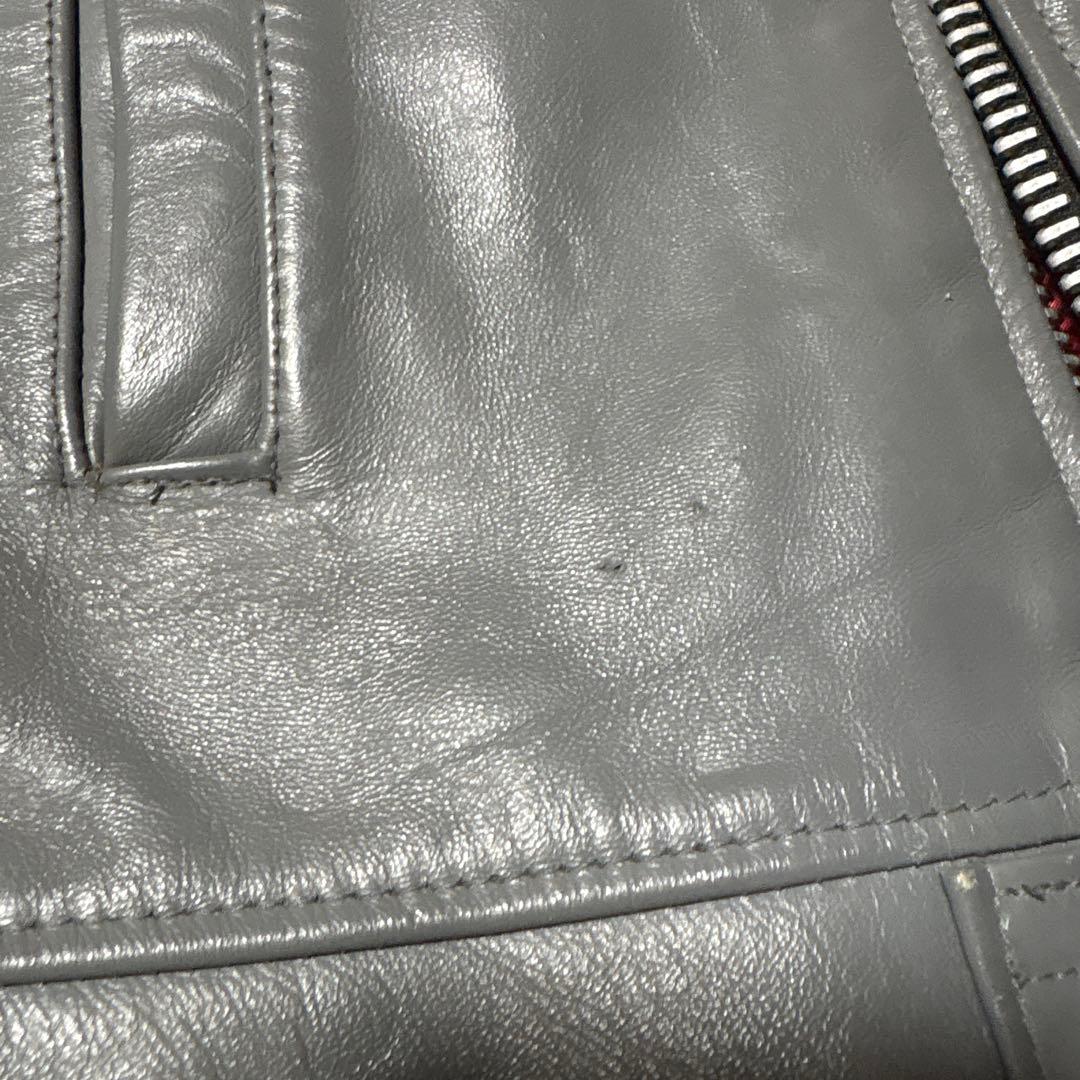 旧タグ666グレー シングルライダースジャケット