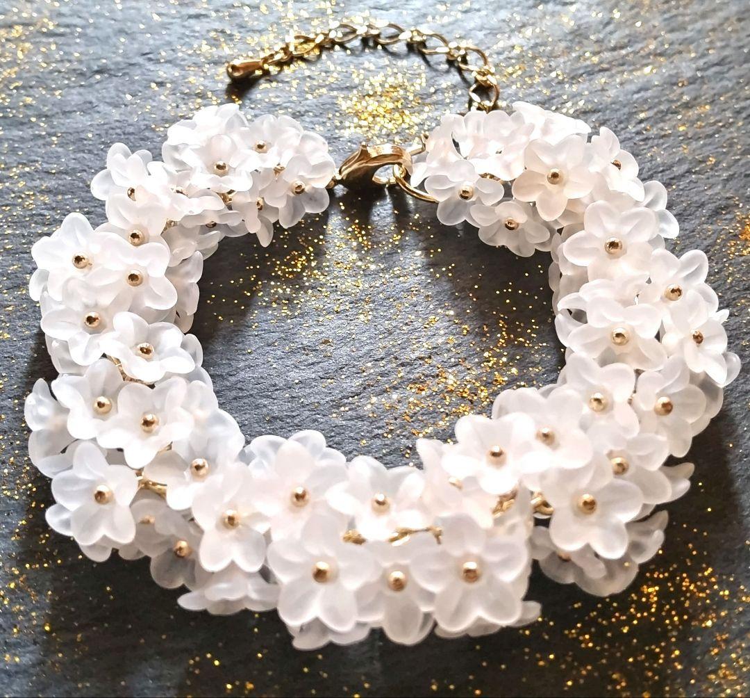 チロル様 紫陽花ピアス&リング、白のお花のネックレス、ブレス、フープピアス G