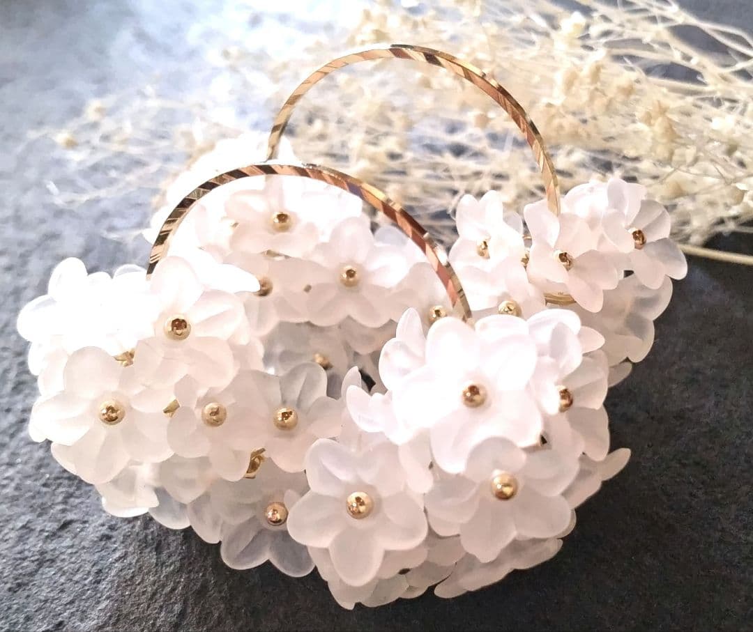 チロル様 紫陽花ピアス&リング、白のお花のネックレス、ブレス、フープピアス G