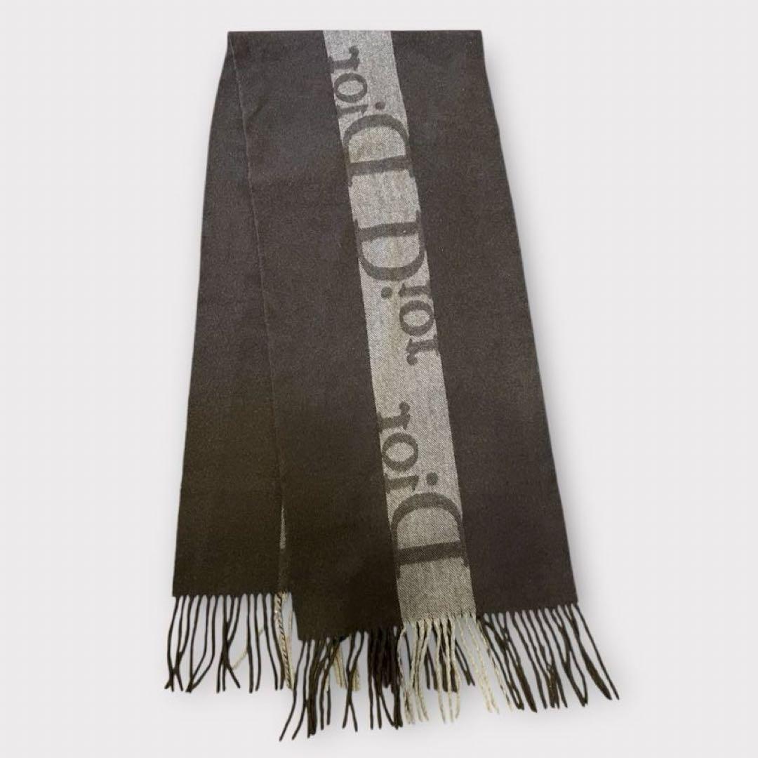 【人気】DIOR ロゴマフラー　カシミア　ブラウン