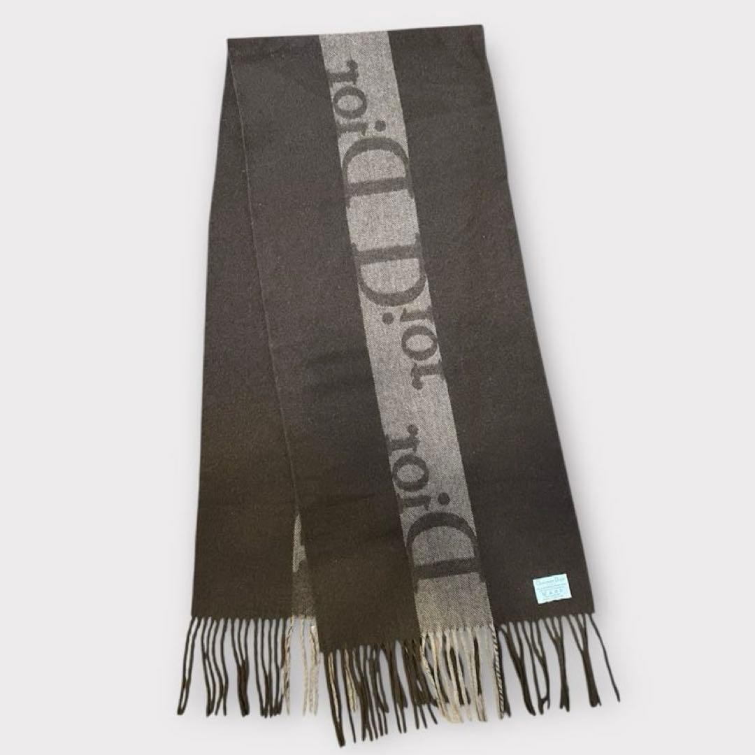 【人気】DIOR ロゴマフラー　カシミア　ブラウン