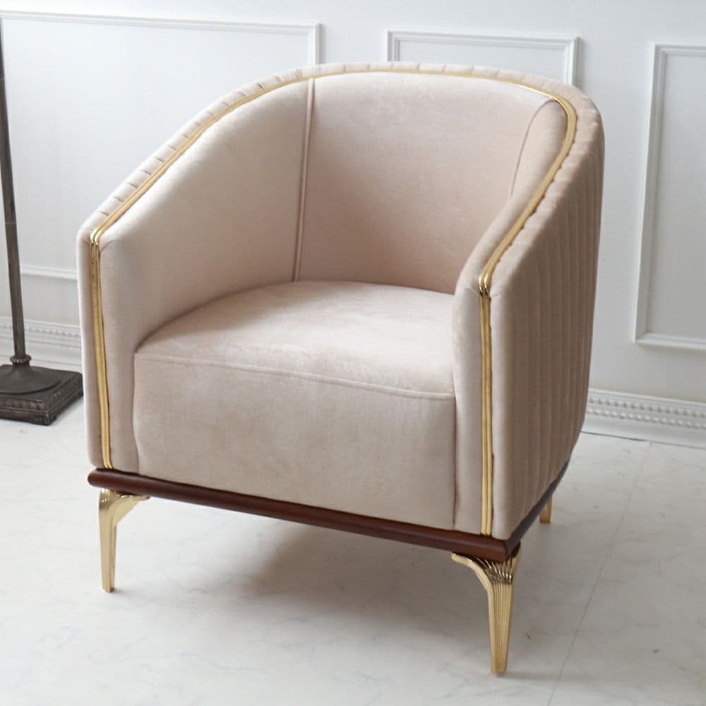 要問合わせ♥️海外ホテル風♥️上品　シングルソファー　ベージュ　ゴールド　金運