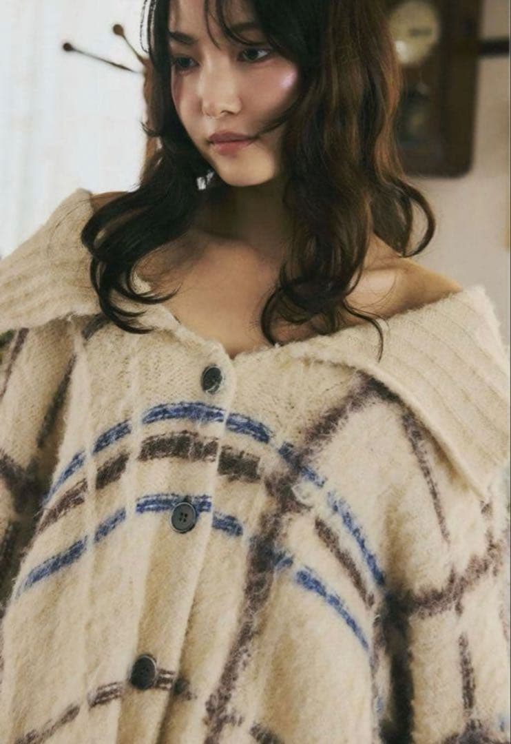 トップス andequal checked pattern knit