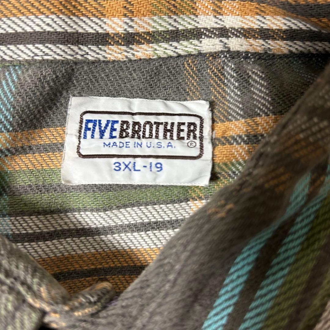 80s FIVE BROTHER ファイブブラザー ネルシャツ3XL USA製