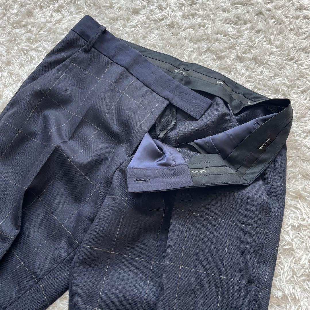 未使用級✨ポールスミスブラック 1ボタン　チェック　スーツ　セットアップ　紺　M