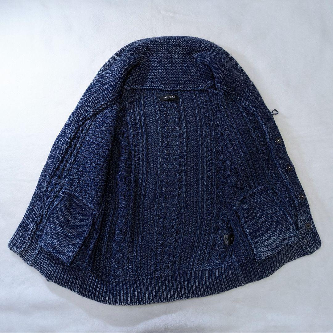 1piu1uguale3 ケーブルニットショールカラーカーディガン　カシミヤ混